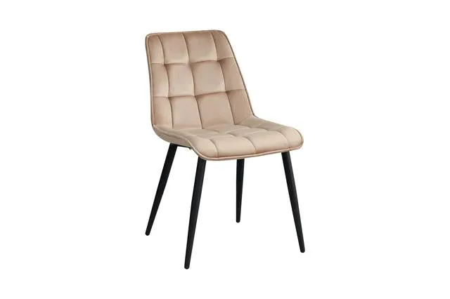 Tango — Velvet Upholstered Dining Chair | Beige | Powder-Coated Metal Frame