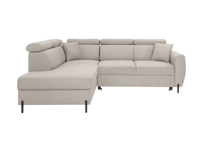 Nolio Corner Sofa Bed 242×203 cm – Beige Maya 01, Dolphin Mechanism, Storage & Headrests