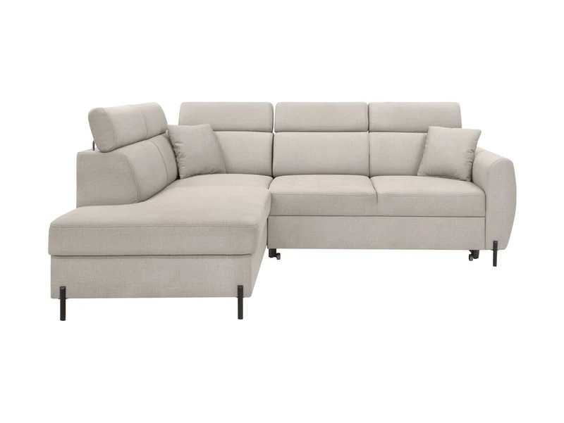 Nolio Corner Sofa Bed 242×203 cm – Beige Maya 01, Dolphin Mechanism, Storage & Headrests