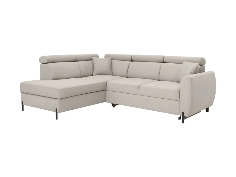 Nolio Corner Sofa Bed 242×203 cm – Beige Maya 01, Dolphin Mechanism, Storage & Headrests