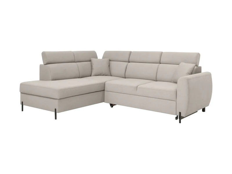 Nolio Corner Sofa Bed 242×203 cm – Beige Maya 01, Dolphin Mechanism, Storage & Headrests
