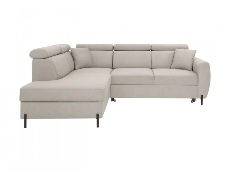 Nolio Corner Sofa Bed 242×203 cm – Beige Maya 01, Dolphin Mechanism, Storage & Headrests