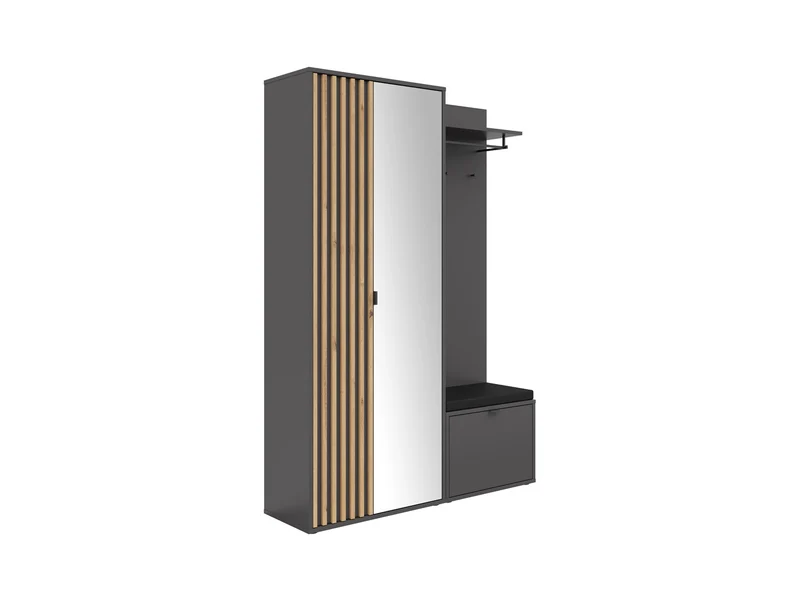 Phil Hallway Set 135 cm – Wardrobe, Mirror, Coat Rack & Bench