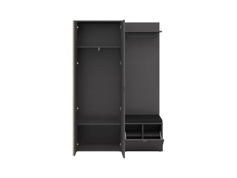 Phil Hallway Set 135 cm – Wardrobe, Mirror, Coat Rack & Bench