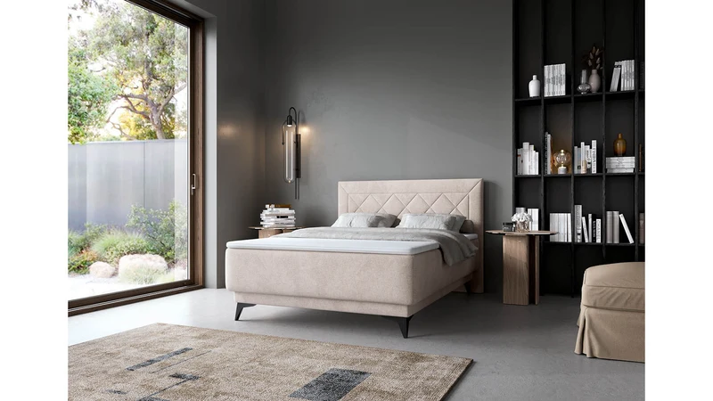 Zalea Upholstered Bed with Storage 140×200 cm – Neve 03
