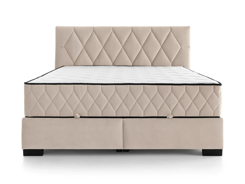 Reve Upholstered Bed 180×200 cm | Decorative Stitching, Front Storage & Dual 7-Zone Mattresses