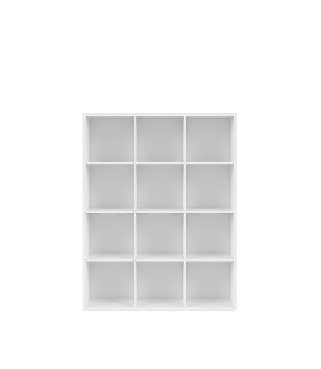 Nepo Plus Bookcase 114 cm – White | 12 Square Shelves | Modern Display & Storage