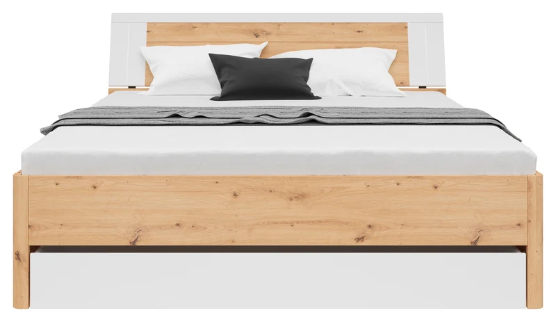 Saturn Bed Frame 180×200 cm with 3 Drawers – Artisan Oak / White