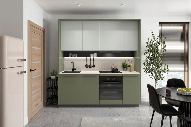 Milino Small Kitchen Surround Panels 210 cm – Smoke Green, PVC Edge