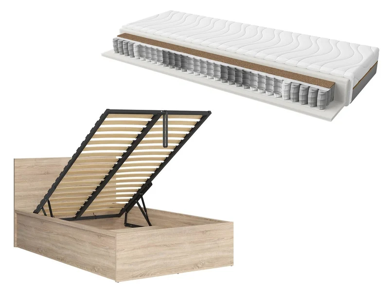 Tetrix Bed 120×200 cm + Ceres AV Pocket Spring Mattress Set – Sonoma Oak