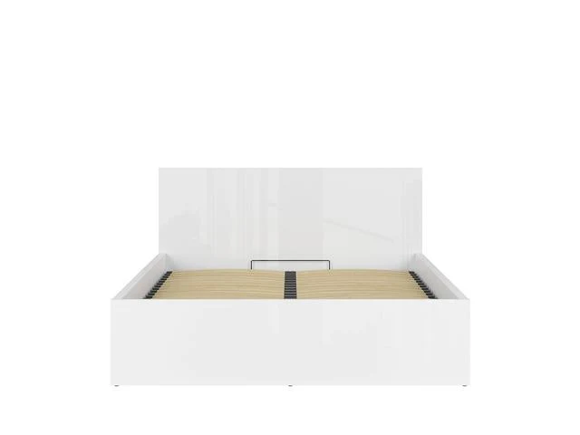 Tetrix Double Bed Frame 160×200 cm with Storage – White Gloss