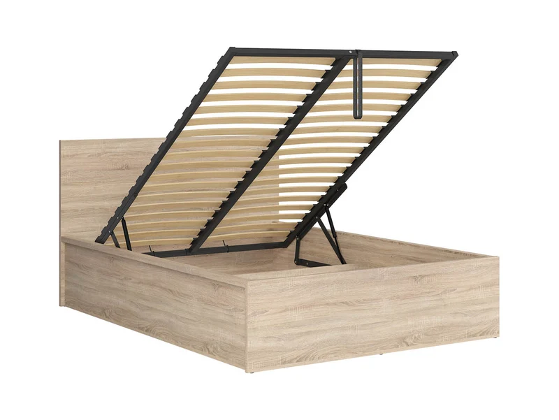 Tetrix — Bed 140 × 200 cm with Storage & Merida Mattress Set | Sonoma Oak