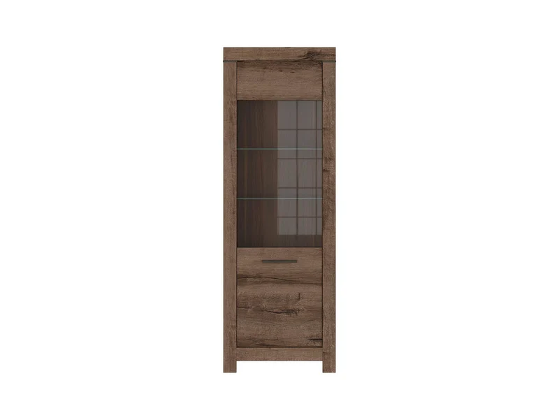 Balin — Display Cabinet with Glass Door & LED Lighting | Monastery Oak