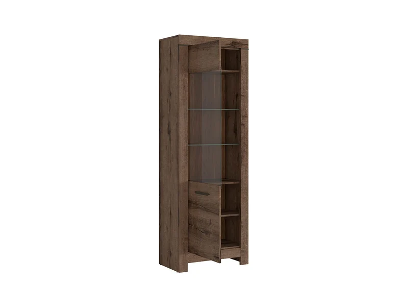 Balin — Display Cabinet with Glass Door & LED Lighting | Monastery Oak
