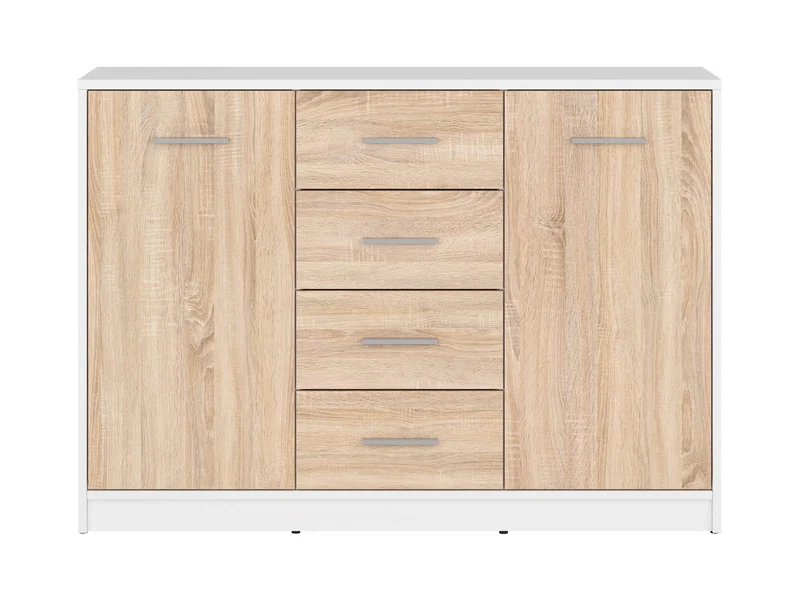 Nepo Plus — Chest of Drawers | 4 Drawers & 2 Doors | White & Sonoma Oak | Youth Bedroom