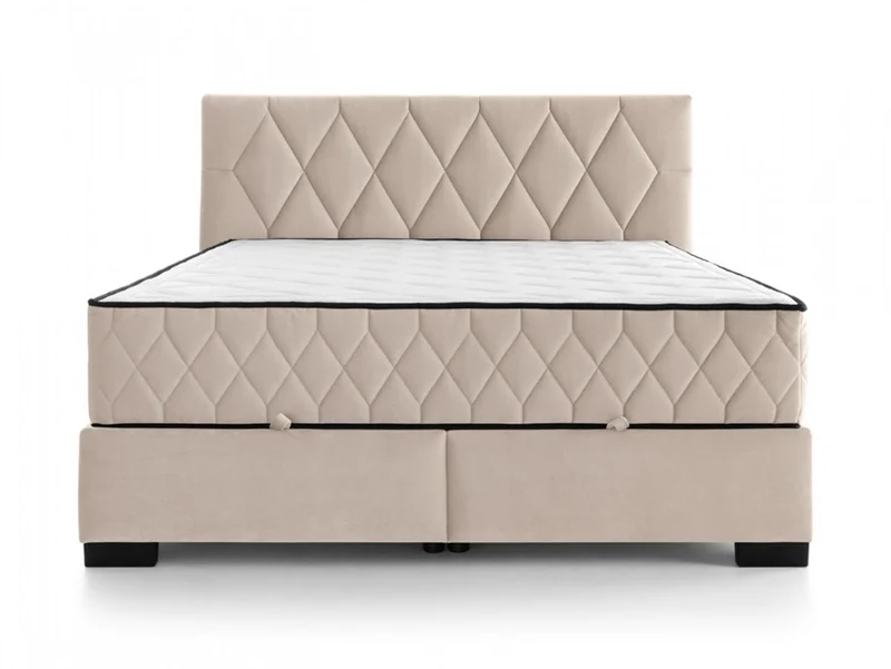 Reve Upholstered Bed 160×200 – 2 Reversible Mattresses Included | Front-Opening Storage | Stain-Resistant