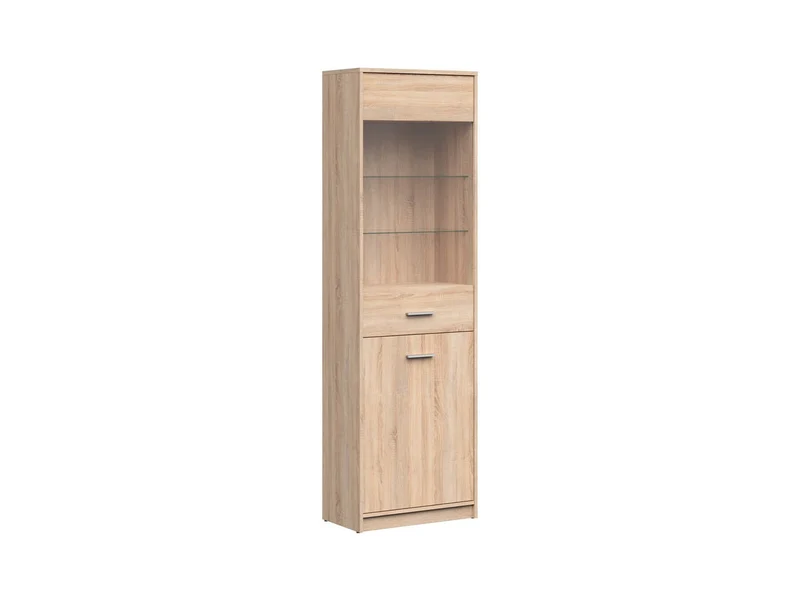Nepo Plus — Display Cabinet with Glass Door | 60 × 197 cm | Sonoma Oak