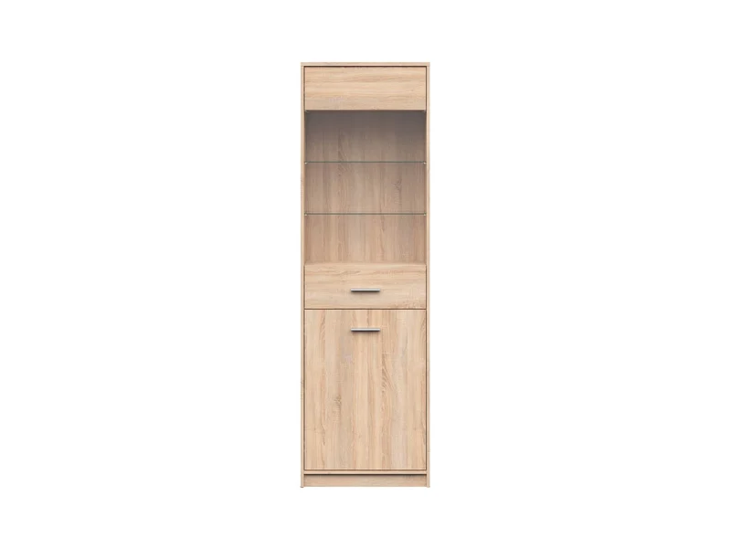 Nepo Plus — Display Cabinet with Glass Door | 60 × 197 cm | Sonoma Oak
