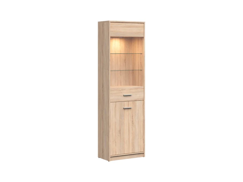 Nepo Plus — Display Cabinet with Glass Door | 60 × 197 cm | Sonoma Oak
