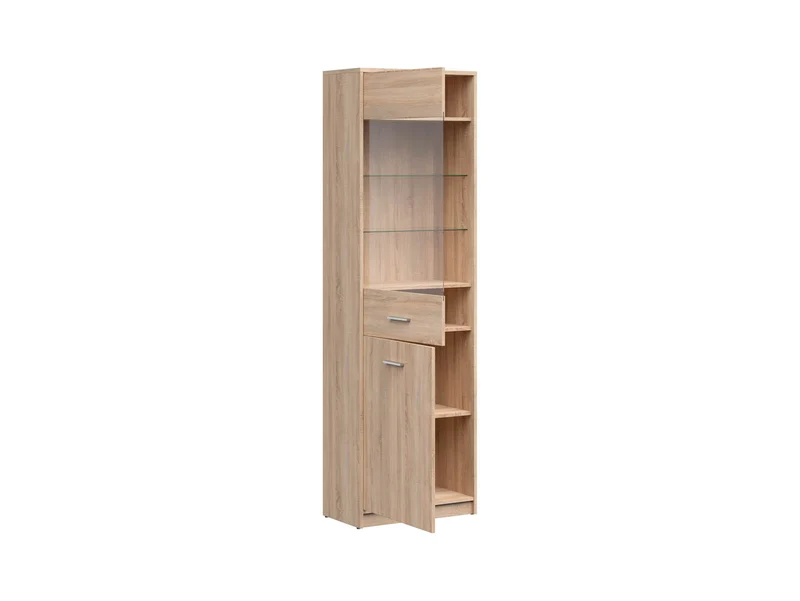 Nepo Plus — Display Cabinet with Glass Door | 60 × 197 cm | Sonoma Oak