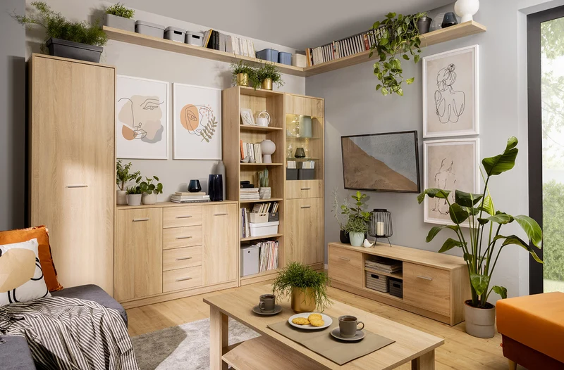 Nepo Plus — Display Cabinet with Glass Door | 60 × 197 cm | Sonoma Oak