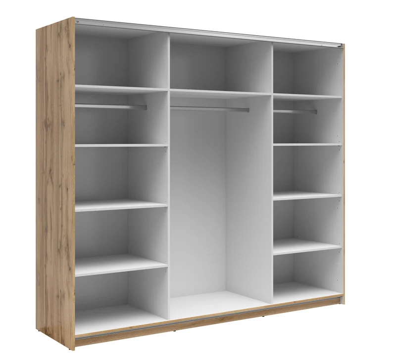 Tetrix Sliding Wardrobe 220 cm with Mirror Doors – Wotan Oak