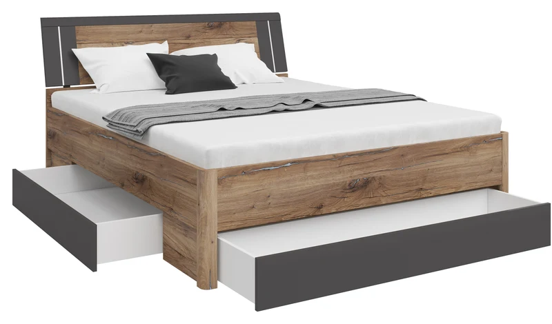 Saturn Bed 160 – Dark Flagstaff Oak / Graphite