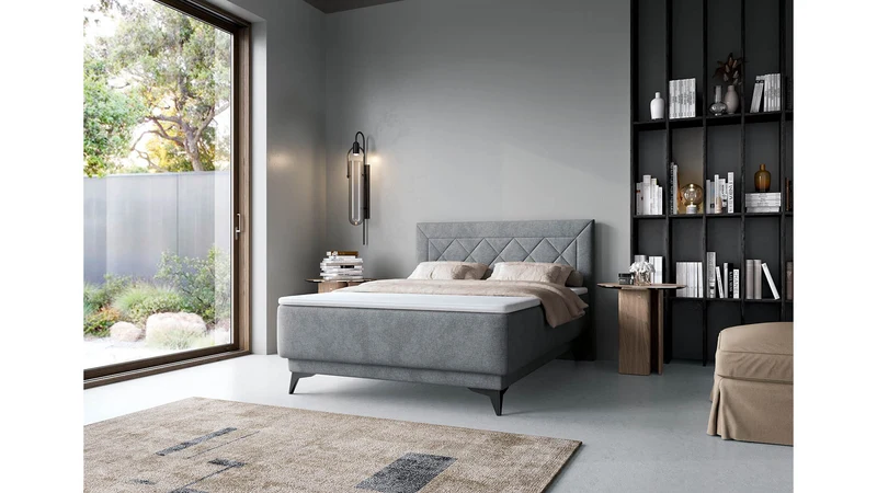 Zalea Upholstered Bed 120×200 with Pocket Spring Mattress & 4 cm Premium Topper