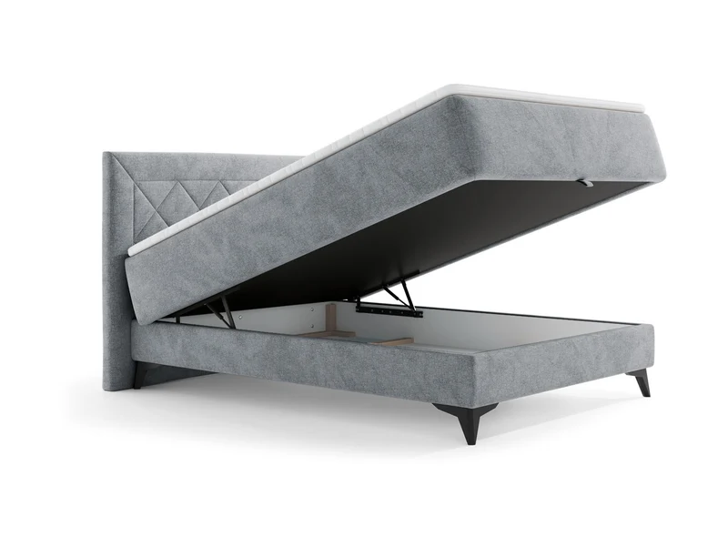 Zalea Upholstered Bed 120×200 with Pocket Spring Mattress & 4 cm Premium Topper