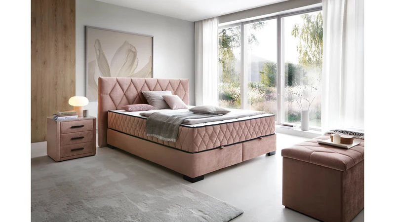 Reve Upholstered Bed 180×200 with Storage – Dual 7-Zone Pocket Spring Mattresses