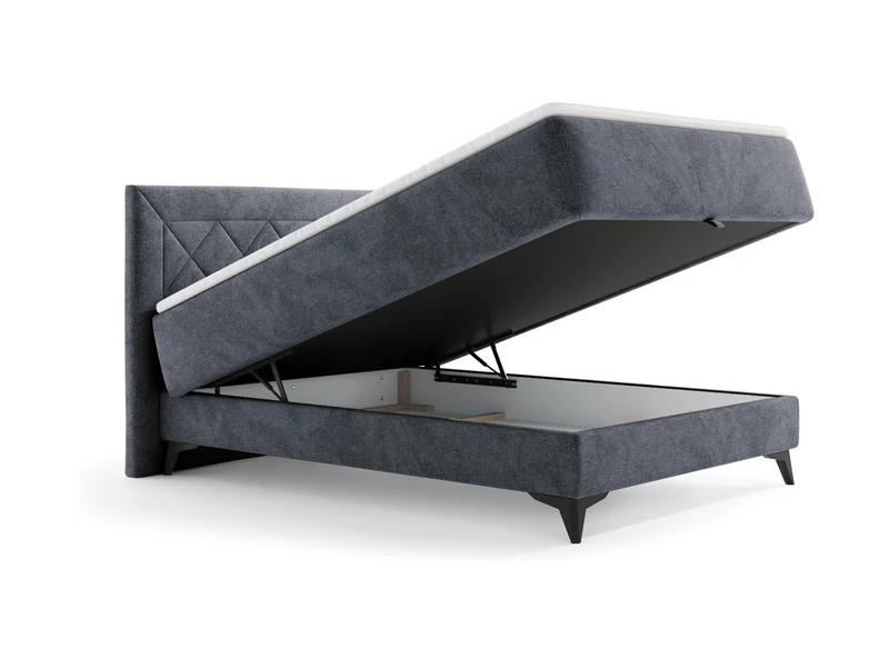 Zalea Upholstered Bed 140×200 with Pocket Spring Mattress & 4 cm Premium Topper