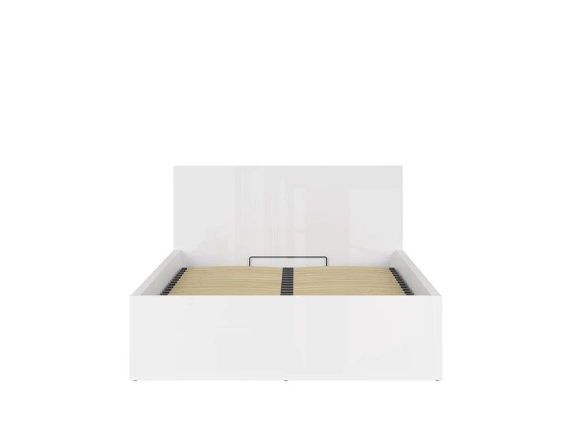 Tetrix Bed 140×200 cm + Mimas Mattress Set – White Gloss, Storage