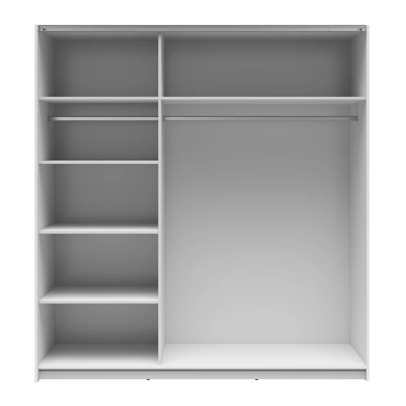Tetrix Sliding Door Wardrobe 183 cm – White Gloss / Wotan Oak, 2 Rails & 5 Shelves