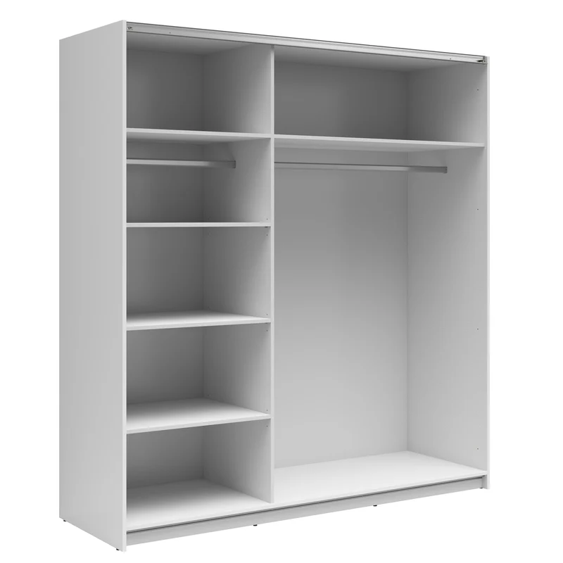 Tetrix Sliding Door Wardrobe 183 cm – White Gloss / Wotan Oak, 2 Rails & 5 Shelves