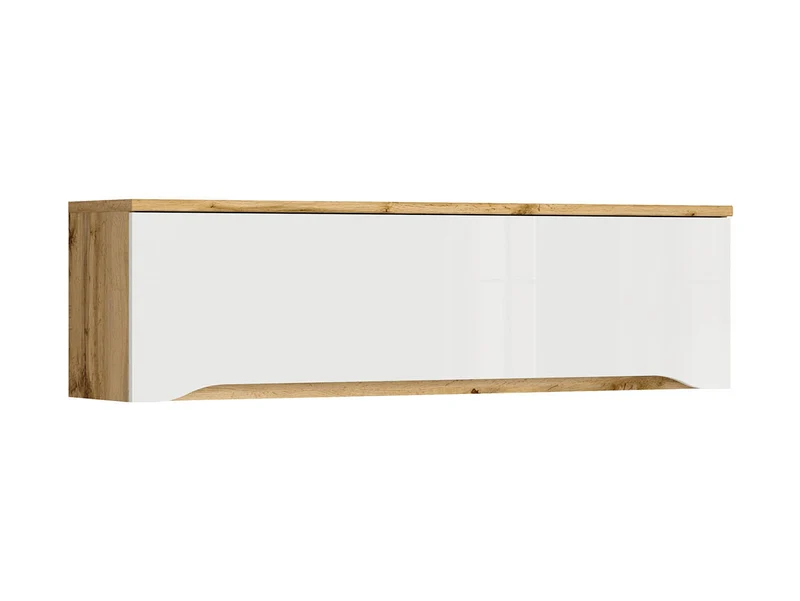 Nuis Wall Cabinet 135 cm – Wotan Oak / White Gloss, Push-to-Open Door