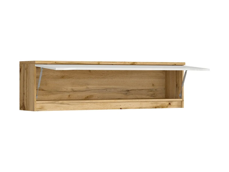 Nuis Wall Cabinet 135 cm – Wotan Oak / White Gloss, Push-to-Open Door