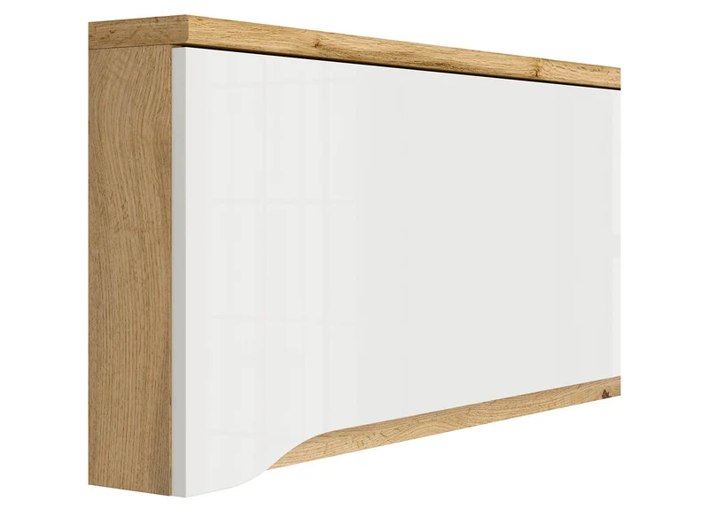 Nuis Wall Cabinet 135 cm – Wotan Oak / White Gloss, Push-to-Open Door