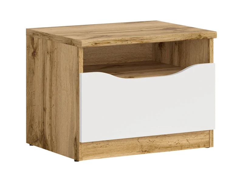 Nuis Bedside Cabinet – Wotan Oak & White Gloss