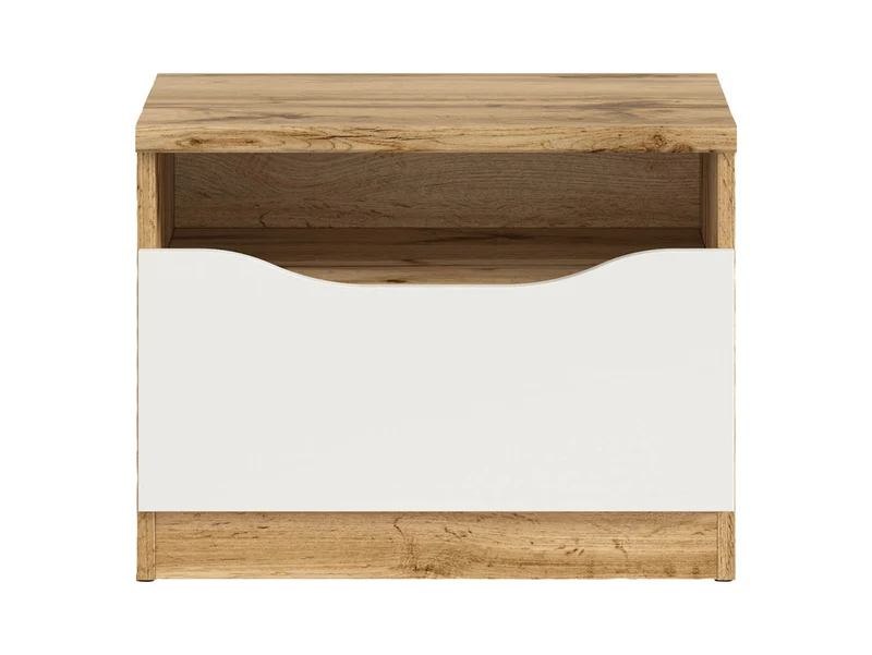Nuis Bedside Cabinet – Wotan Oak & White Gloss