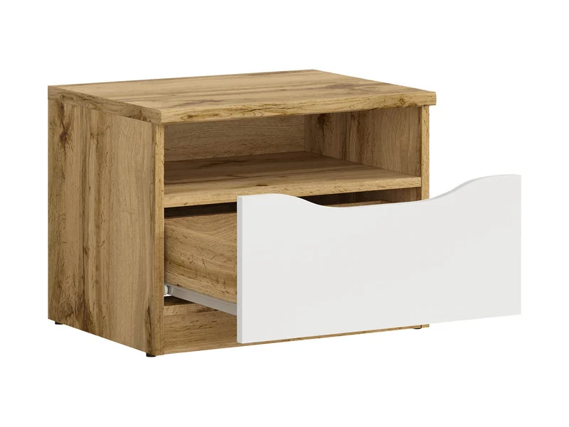 Nuis Bedside Cabinet – Wotan Oak & White Gloss