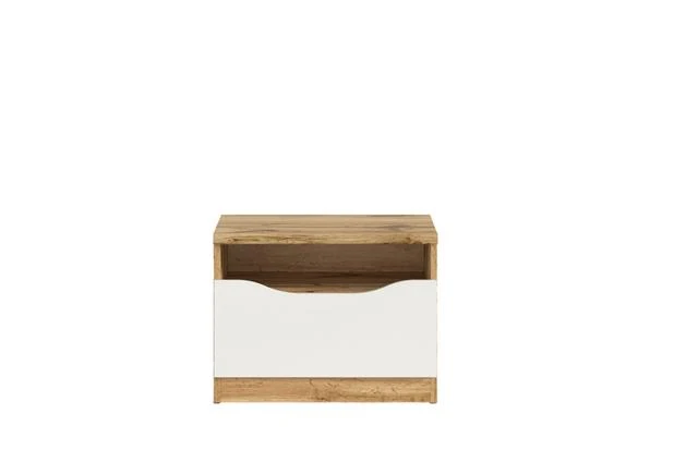 Nuis Bedside Cabinet – Wotan Oak & White Gloss
