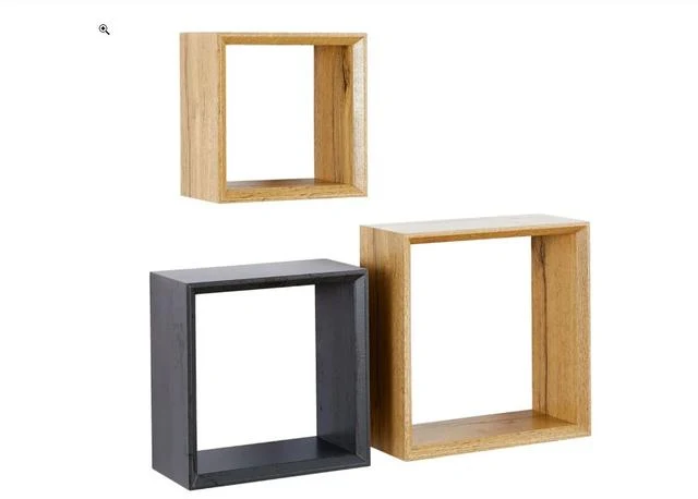Ricky Wall Shelves – Set of 3 | Anthracite & Wotan Oak | Mixed Sizes