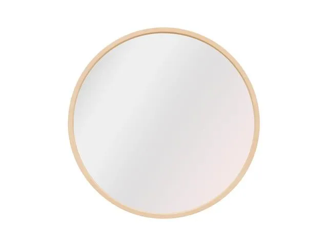 Circle Round Wall Mirror 65cm – Natural Wood Frame