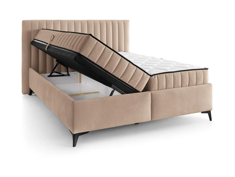 Joy Upholstered Bed 160×200 with 2 Pocket Spring Mattresses – Dual Firmness