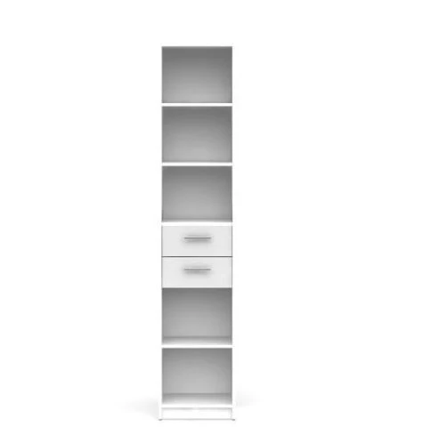 Nepo Plus Narrow Bookcase with 2 Drawers – White
