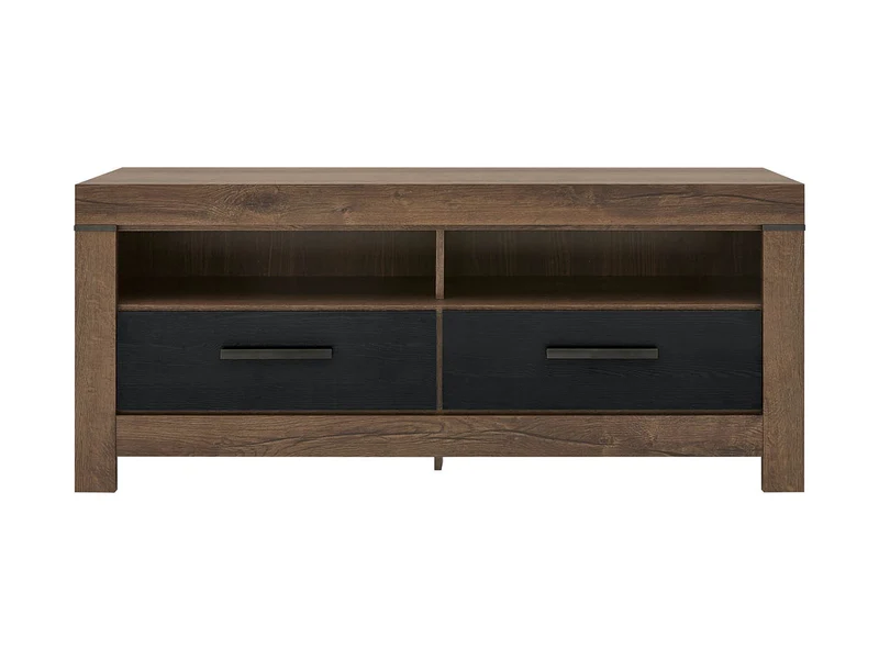 Balin TV Cabinet 140 cm – Monastery Oak & Black Oak, Optional LED