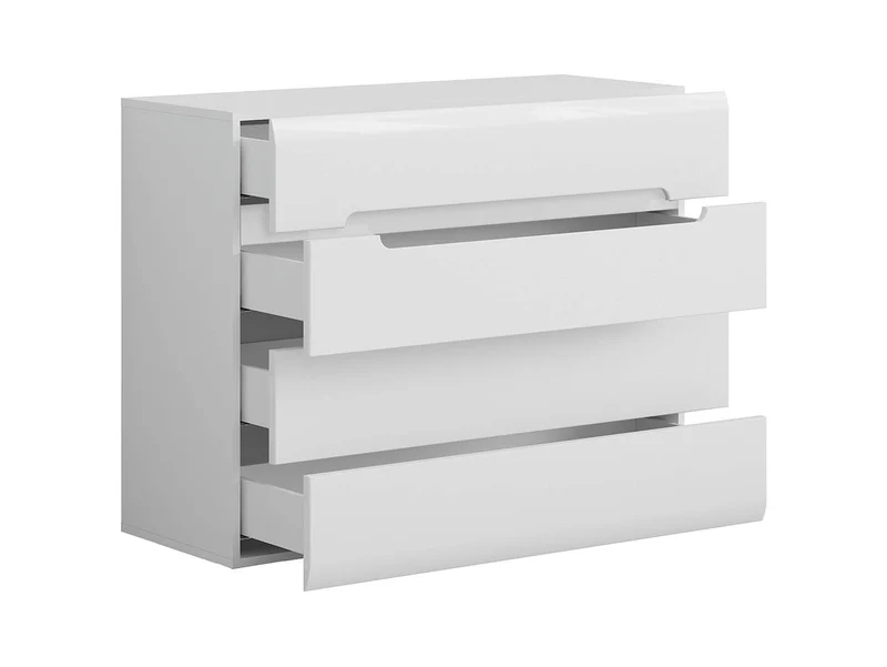Azteca Trio Chest of Drawers 105 cm – White & White Gloss, 4 Drawers