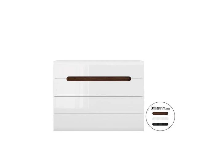 Azteca Trio Chest of Drawers 105 cm – White & White Gloss, 4 Drawers