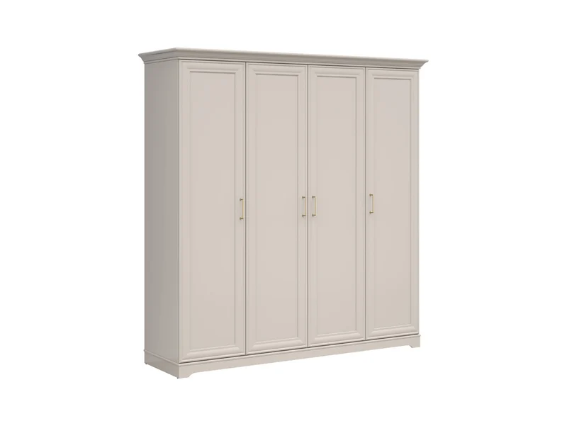 Anga 4-Door Wardrobe 210 cm – Cashmere & Brushed Gold Handles