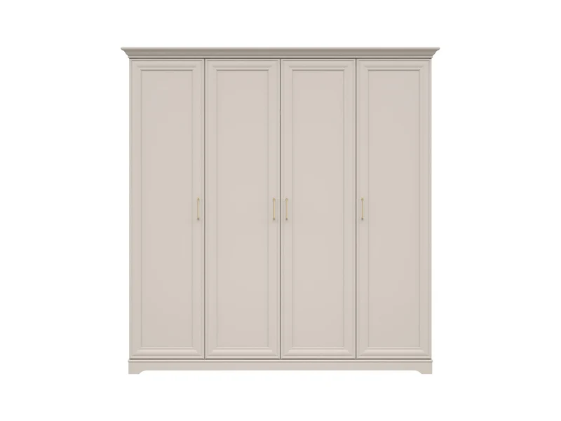 Anga 4-Door Wardrobe 210 cm – Cashmere & Brushed Gold Handles
